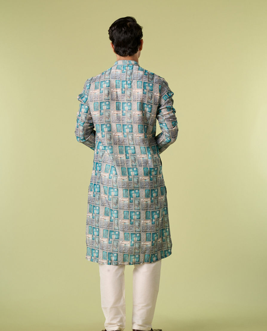 Diwas Men Turquoise Blue Festive Kurta Pajama