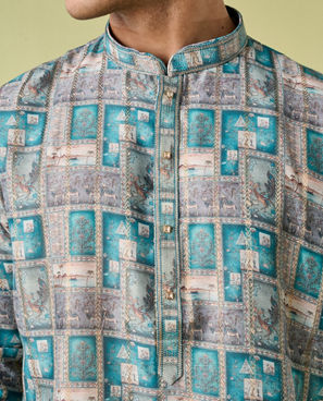 Diwas Men Turquoise Blue Festive Kurta Pajama