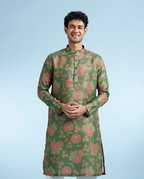 Diwas Men Dazzling Green Kurta Pajama