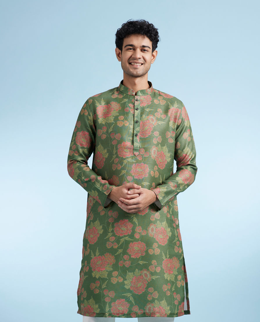 Diwas Men Dazzling Green Kurta Pajama