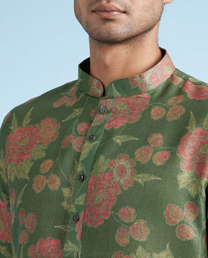 Diwas Men Dazzling Green Kurta Pajama
