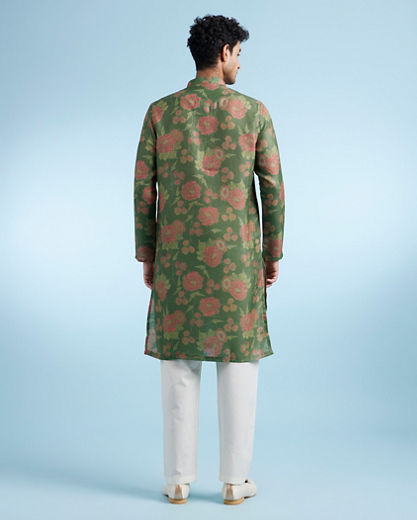 Diwas Men Dazzling Green Kurta Pajama