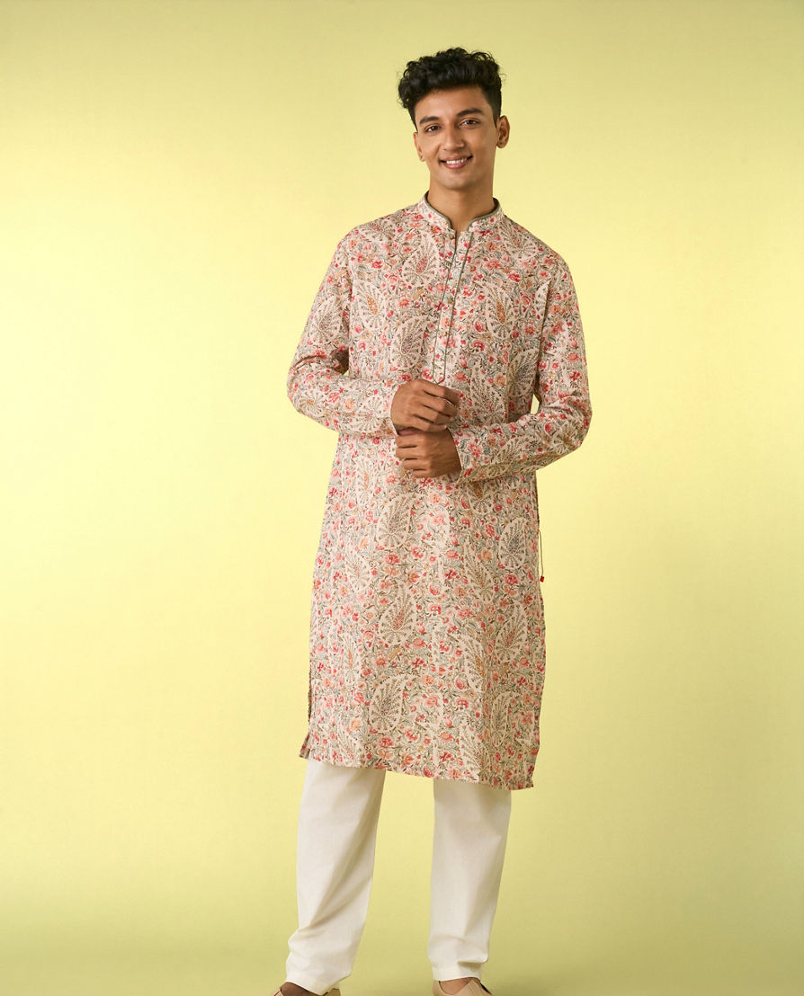 Diwas Men Elegant Cream Kurta Pajama Set