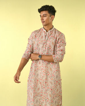 Diwas Men Elegant Cream Kurta Pajama Set
