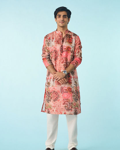 Diwas Men Peach Serenity Kurta Pajama