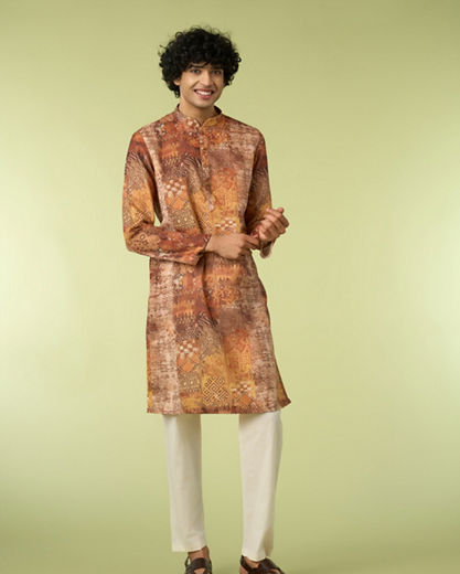 Diwas Men Elegant Fawn Cotton Kurta Pajama