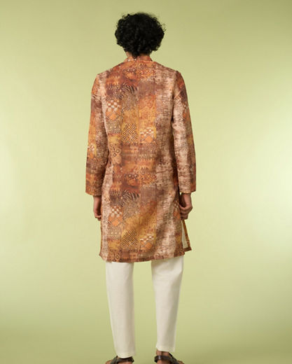 Diwas Men Elegant Fawn Cotton Kurta Pajama