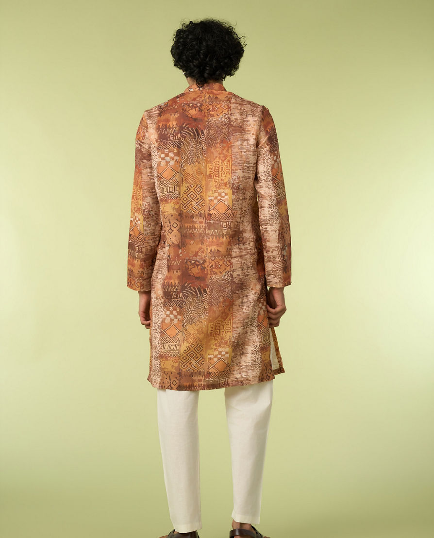 Diwas Men Elegant Fawn Cotton Kurta Pajama