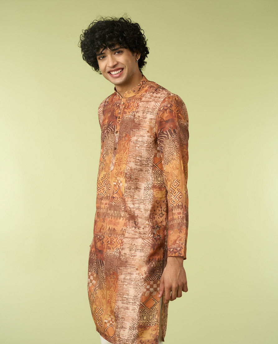 Diwas Men Elegant Fawn Cotton Kurta Pajama