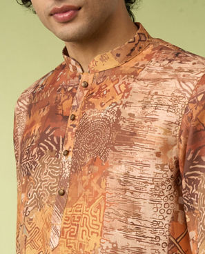 Diwas Men Elegant Fawn Cotton Kurta Pajama