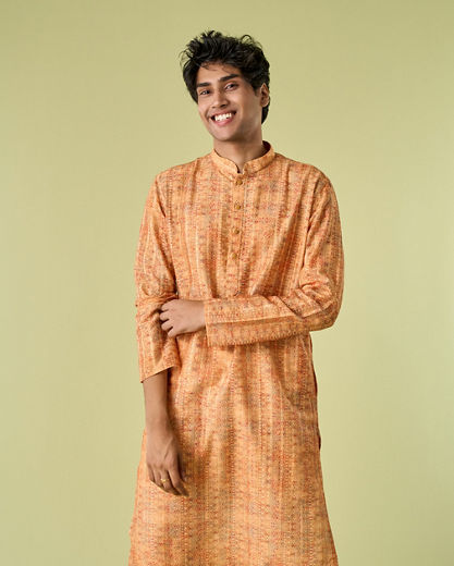 Diwas Men Mustard Glow Kurta Pajama Set