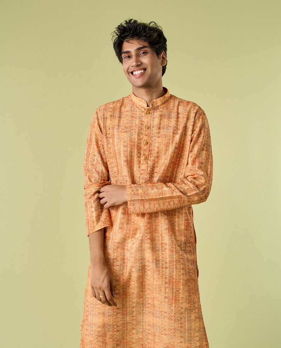 Diwas Men Mustard Glow Kurta Pajama Set