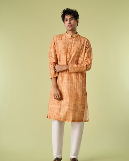 Diwas Men Mustard Glow Kurta Pajama Set
