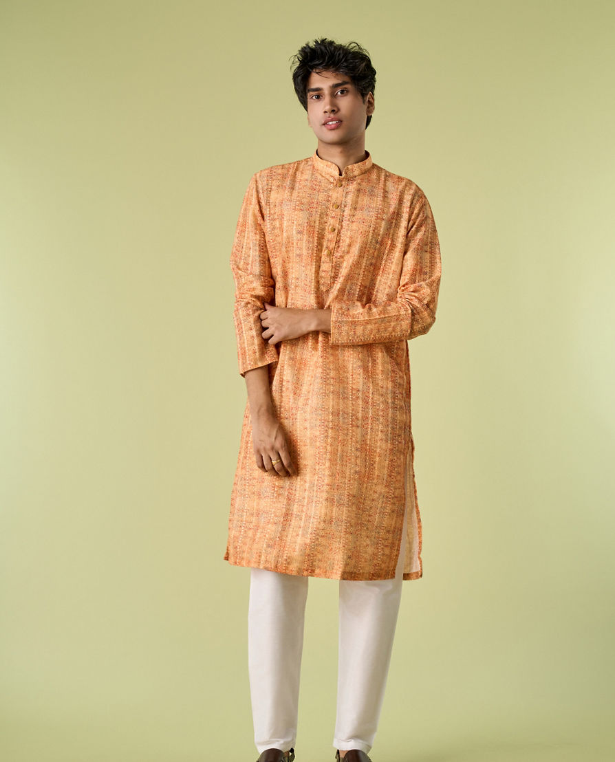 Diwas Men Mustard Glow Kurta Pajama Set