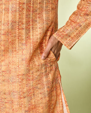 Diwas Men Mustard Glow Kurta Pajama Set