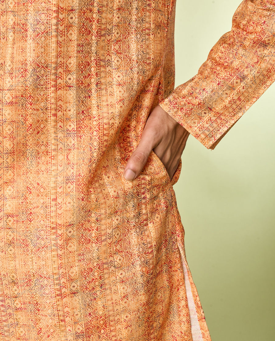 Diwas Men Mustard Glow Kurta Pajama Set
