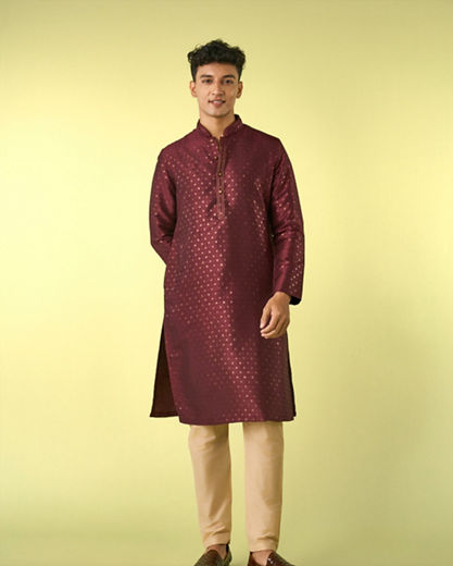 Diwas Men Majestic Maroon Splendor Kurta Pajama
