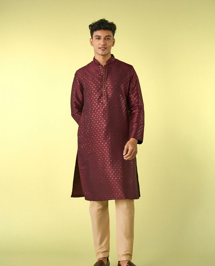 Diwas Men Majestic Maroon Splendor Kurta Pajama
