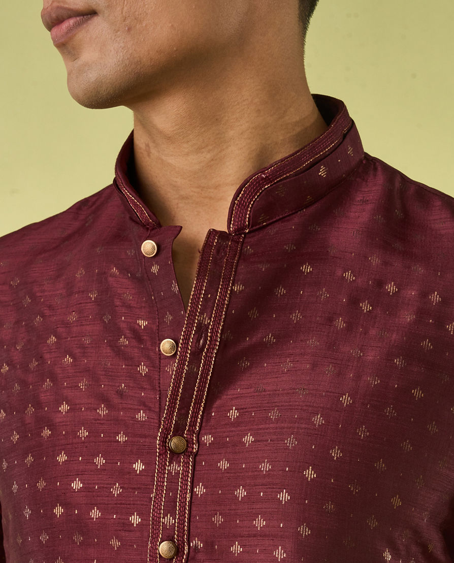 Diwas Men Majestic Maroon Splendor Kurta Pajama