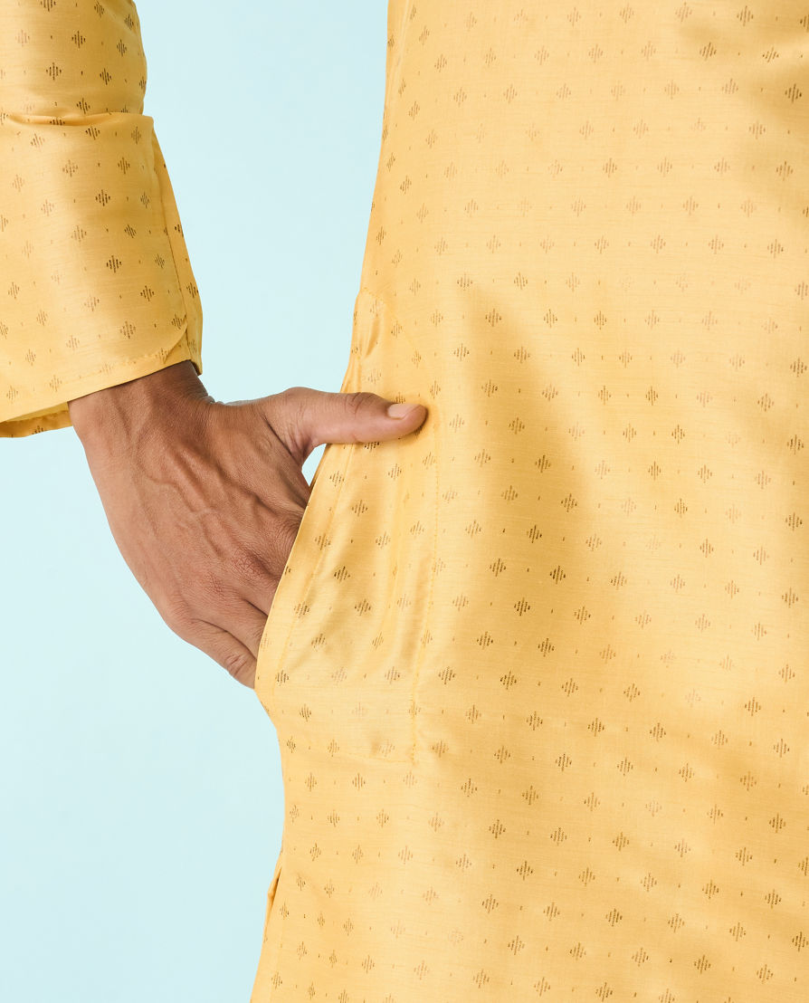 Diwas Men Gleaming Yellow Kurta Pajama