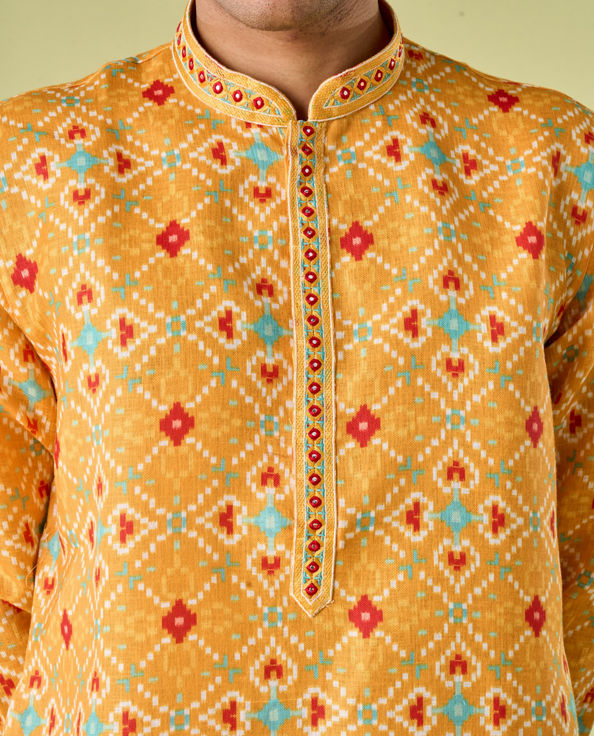 Diwas Men Sunset Gold Kurta Pajama Ensemble