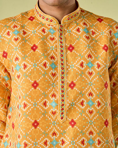 Diwas Men Sunset Gold Kurta Pajama Ensemble
