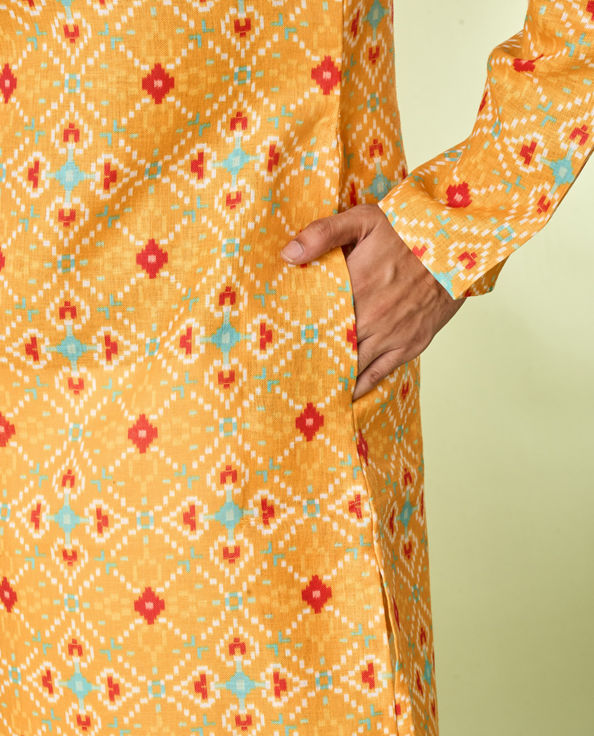 Diwas Men Sunset Gold Kurta Pajama Ensemble