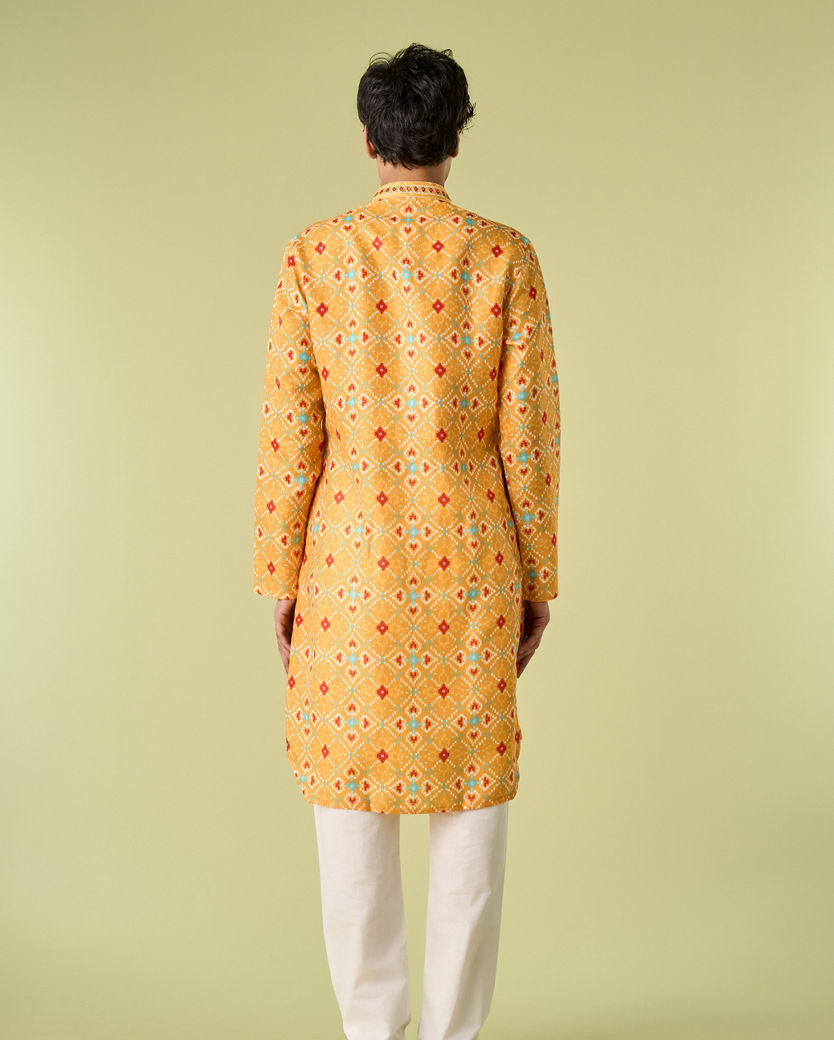 Diwas Men Sunset Gold Kurta Pajama Ensemble