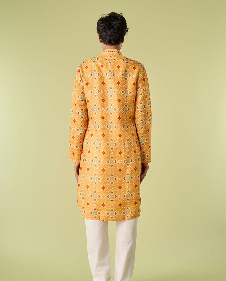 Diwas Men Sunset Gold Kurta Pajama Ensemble