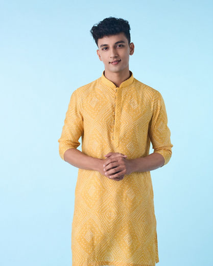 Diwas Men Sun Kissed Yellow Elegance Kurta Pajama