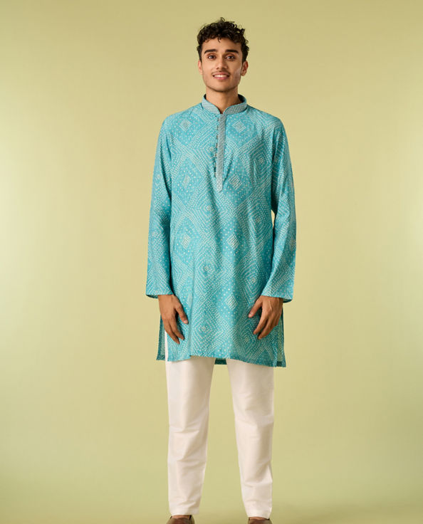 Diwas Men Turquoise Blue Aura Kurta Pajama
