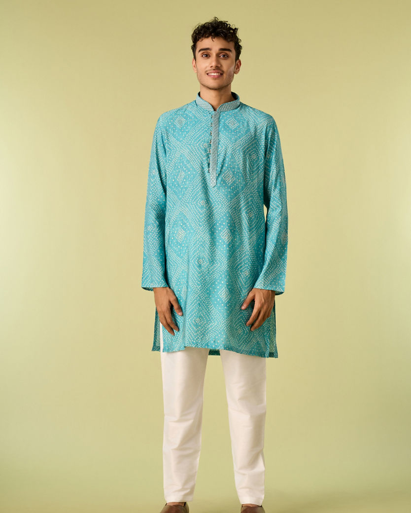 Diwas Men Turquoise Blue Aura Kurta Pajama