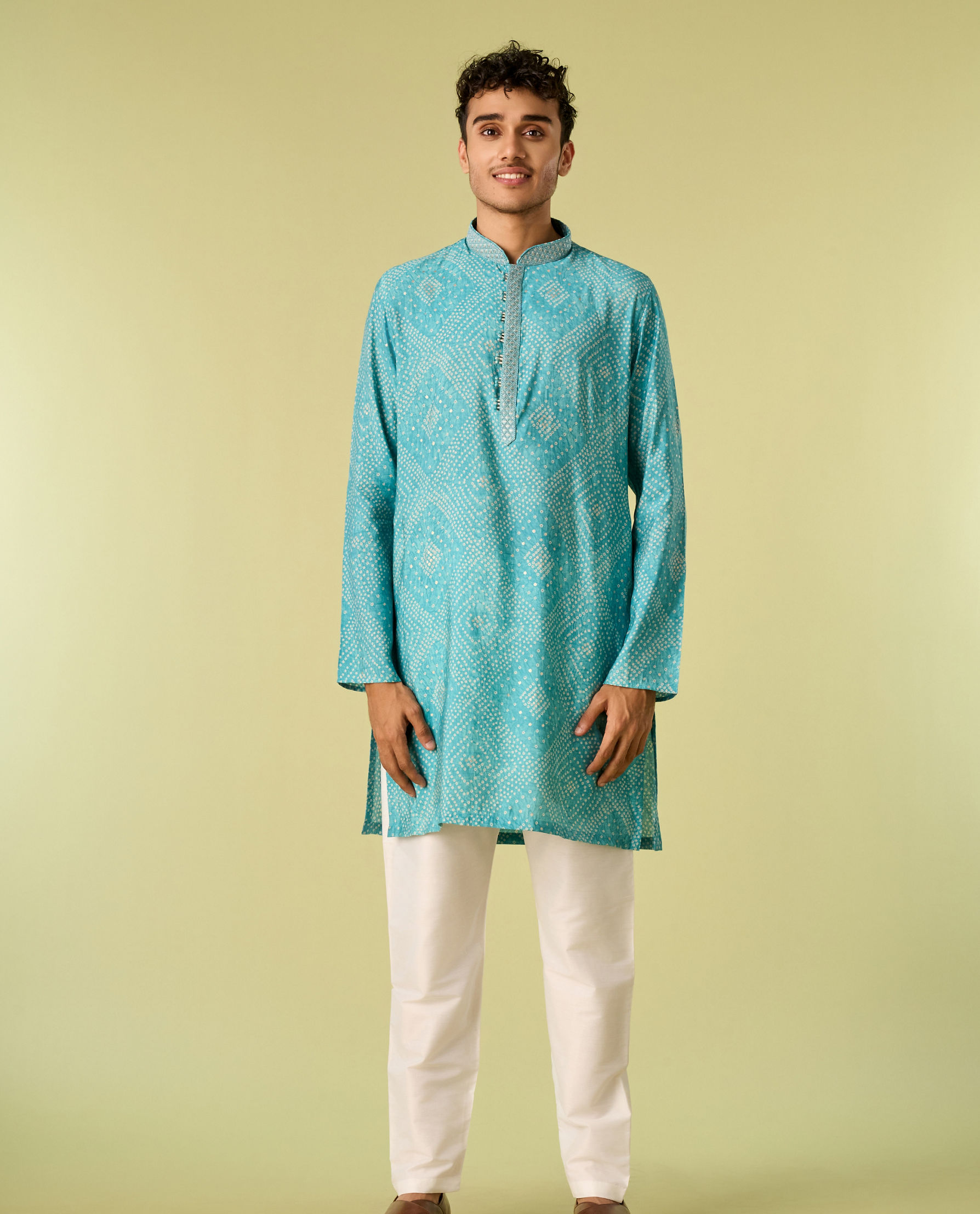 Diwas Men Turquoise Blue Aura Kurta Pajama