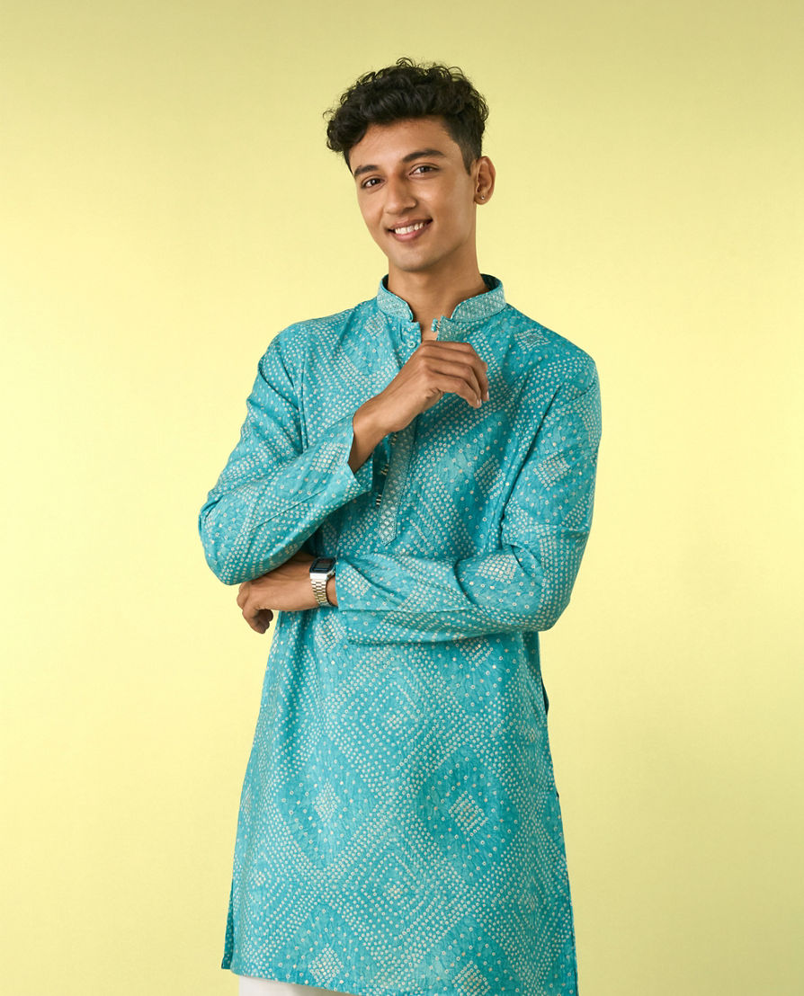 Diwas Men Turquoise Blue Aura Kurta Pajama