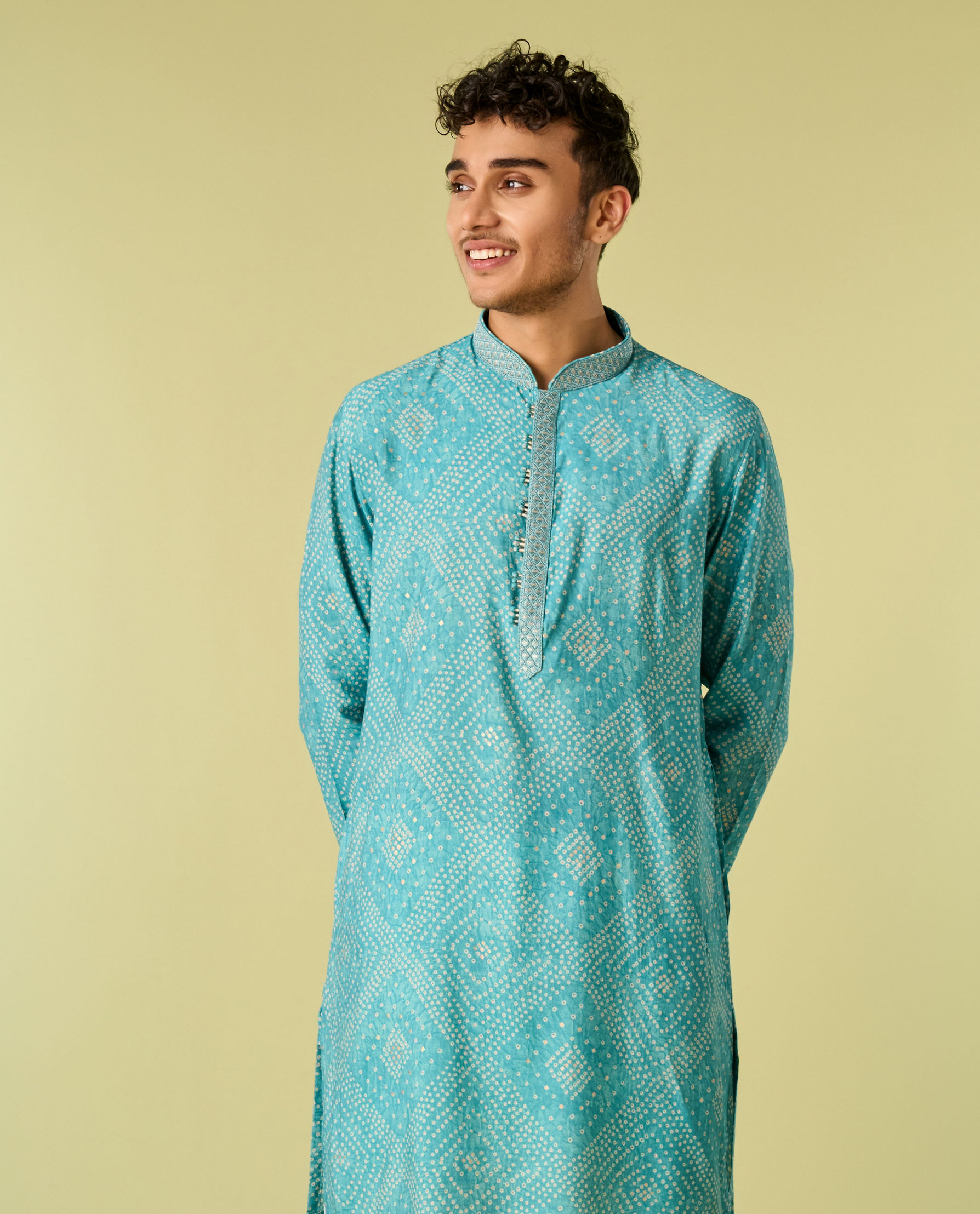 Diwas Men Turquoise Blue Aura Kurta Pajama