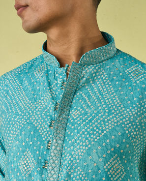 Diwas Men Turquoise Blue Aura Kurta Pajama