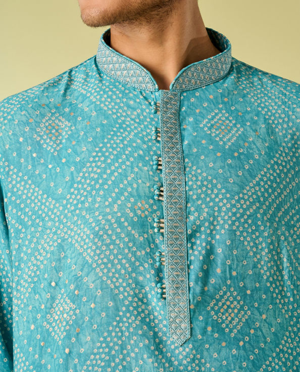 Diwas Men Turquoise Blue Aura Kurta Pajama