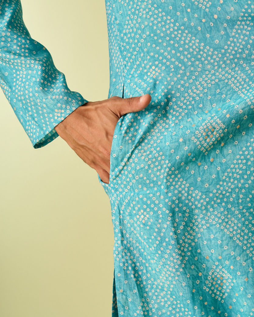 Diwas Men Turquoise Blue Aura Kurta Pajama