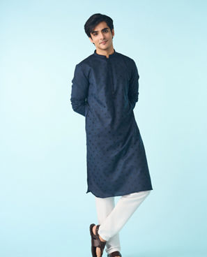 Diwas Men Dark Blue Kurta Pajama Ensemble
