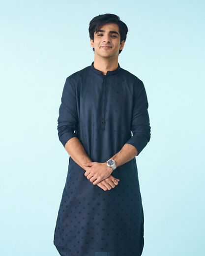 Diwas Men Dark Blue Kurta Pajama Ensemble