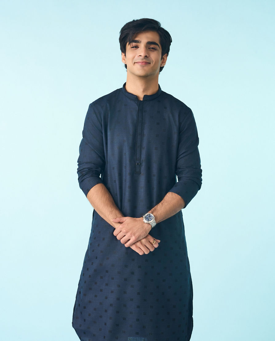 Diwas Men Dark Blue Kurta Pajama Ensemble