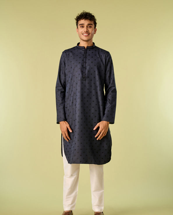 Diwas Men Dark Blue Kurta Pajama Ensemble