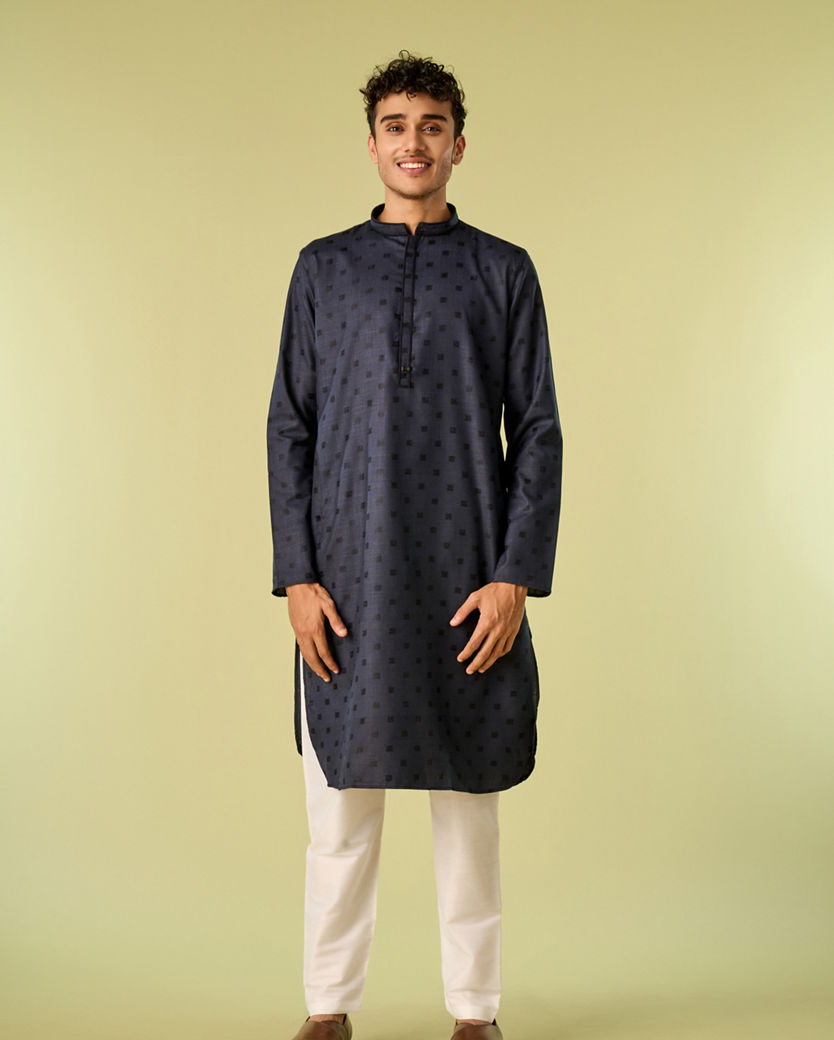 Diwas Men Dark Blue Kurta Pajama Ensemble