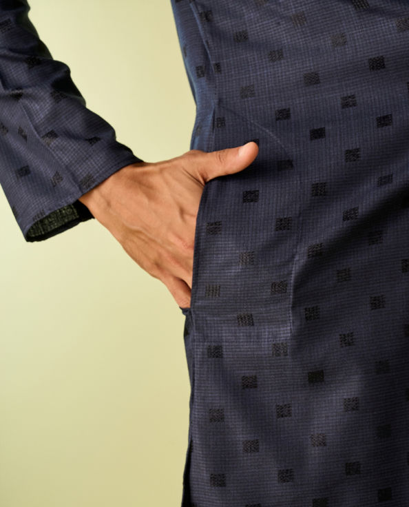 Diwas Men Dark Blue Kurta Pajama Ensemble