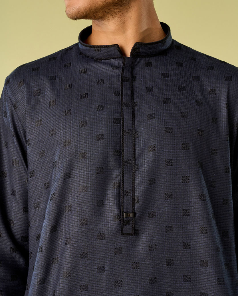 Diwas Men Dark Blue Kurta Pajama Ensemble