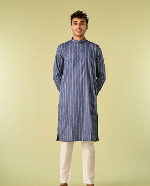 Diwas Men Regal Mid-Blue Kurta Pajama