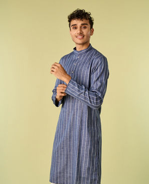 Diwas Men Regal Mid-Blue Kurta Pajama