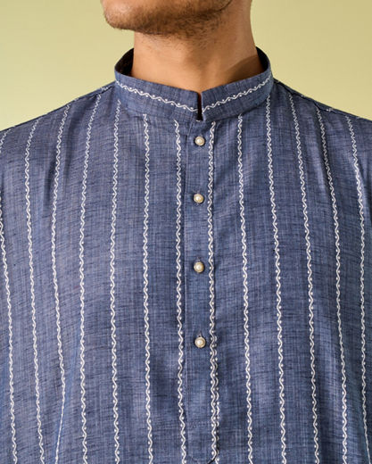 Diwas Men Regal Mid-Blue Kurta Pajama