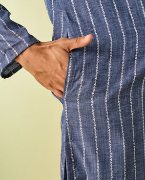 Diwas Men Regal Mid-Blue Kurta Pajama