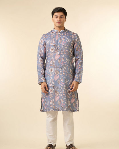 Diwas Men Elegant Light Grey Kurta Pajama